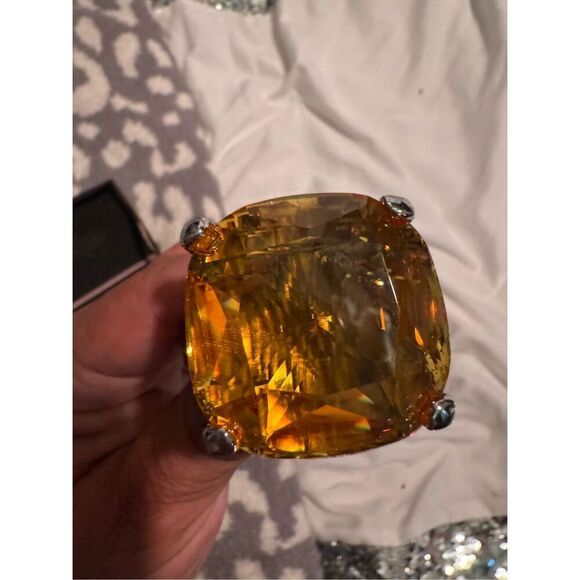 Juicy couture royal heart engagement ring bag charm /fob keychain yellow pave ni - Picture 6 of 8